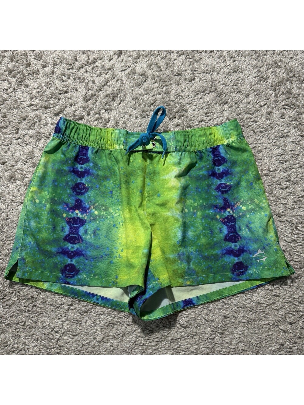 Loco Skailz Women's Blue Green Shorts Surf Beach Pool Size M Waist 30”